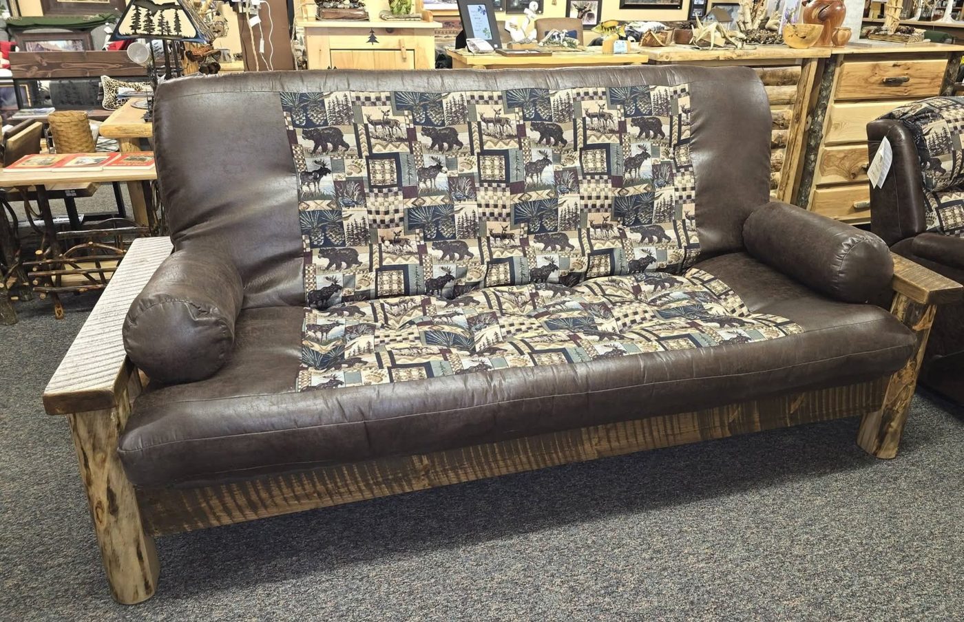 Aspen Queen EZ Lounger in Palance Sable, Peter's Cabin Print